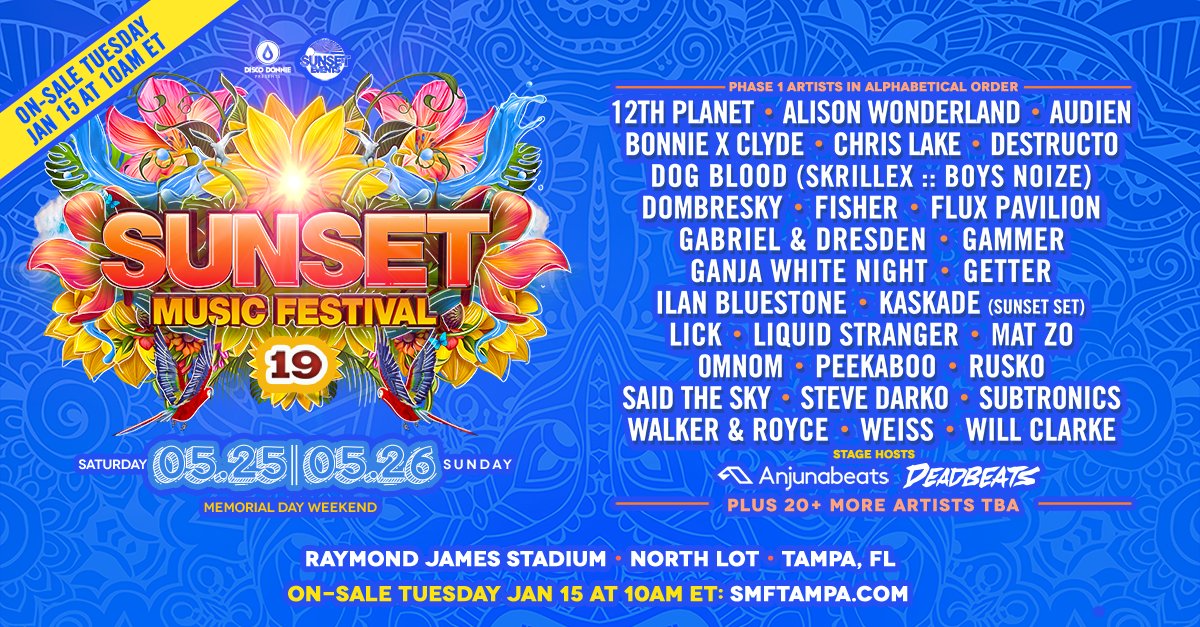 sunset music festival lineup 2019